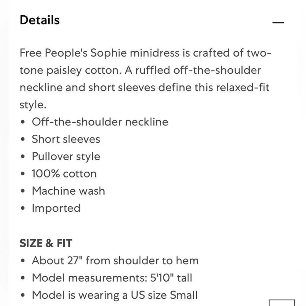 Free People Off The Shoulder Mini Dress.